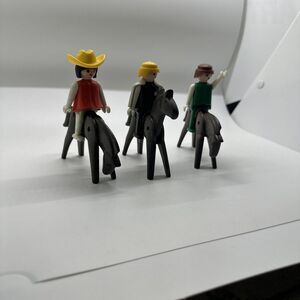 Vintage Geobra Playmobil 1974 Cowboy & Sheriff Set Of 3 Antique Toys Clean